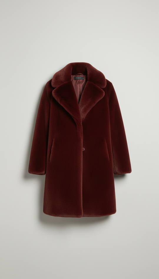 Wine Red Luxe Faux Fur Jacket