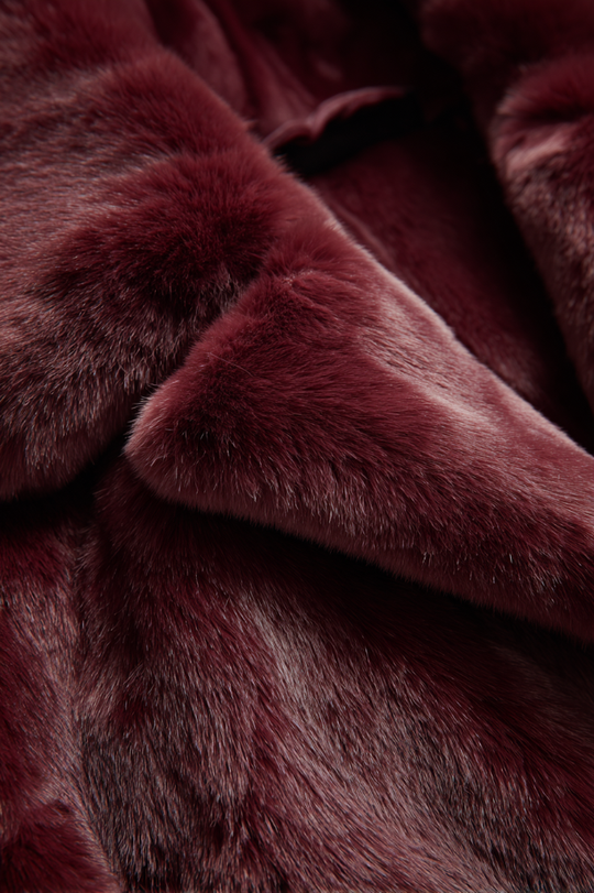 Wine Red Luxe Faux Fur Jacket