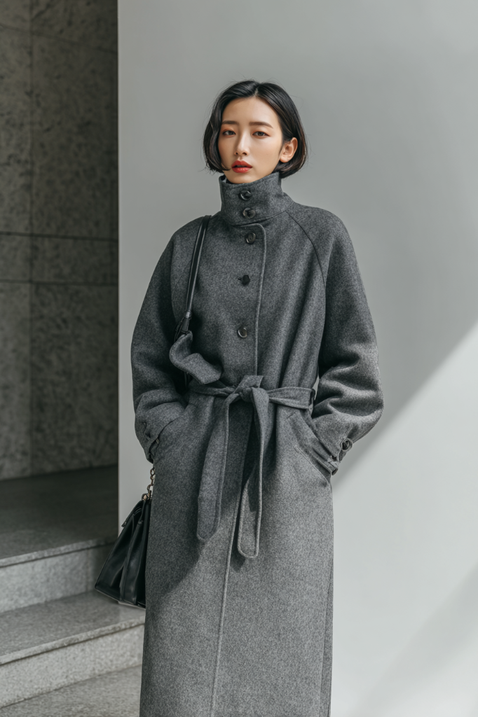 Storm Grey Chic Winter Overcoat
