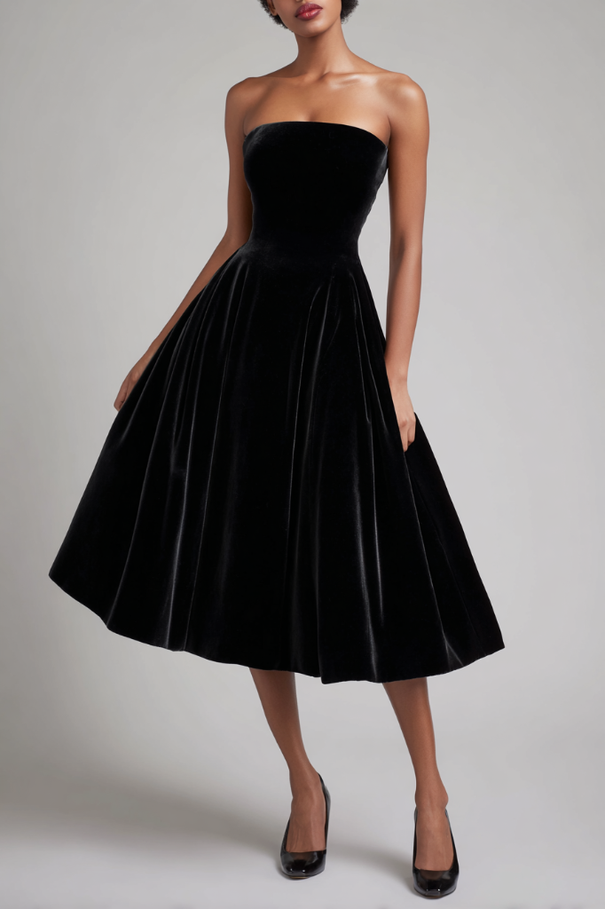 Midnight Velvet Strapless Dress