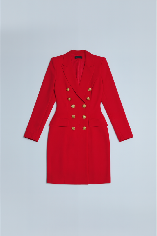 Scarlet Power Blazer Gold Button Dress
