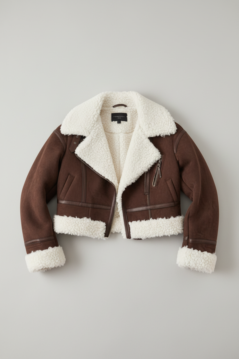 Luxe Sherpa Aviator Jacket – Mocha