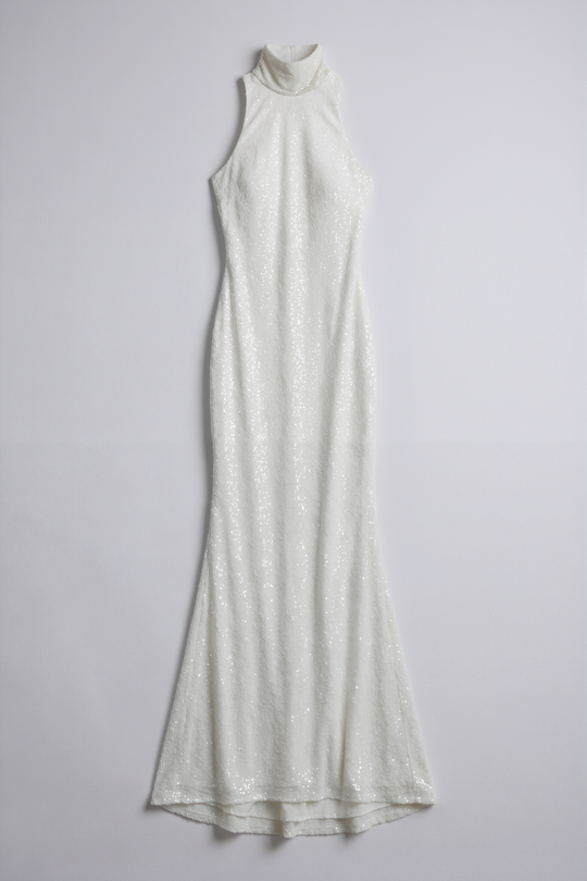 The Ivory Shimmer Turtleneck Gown