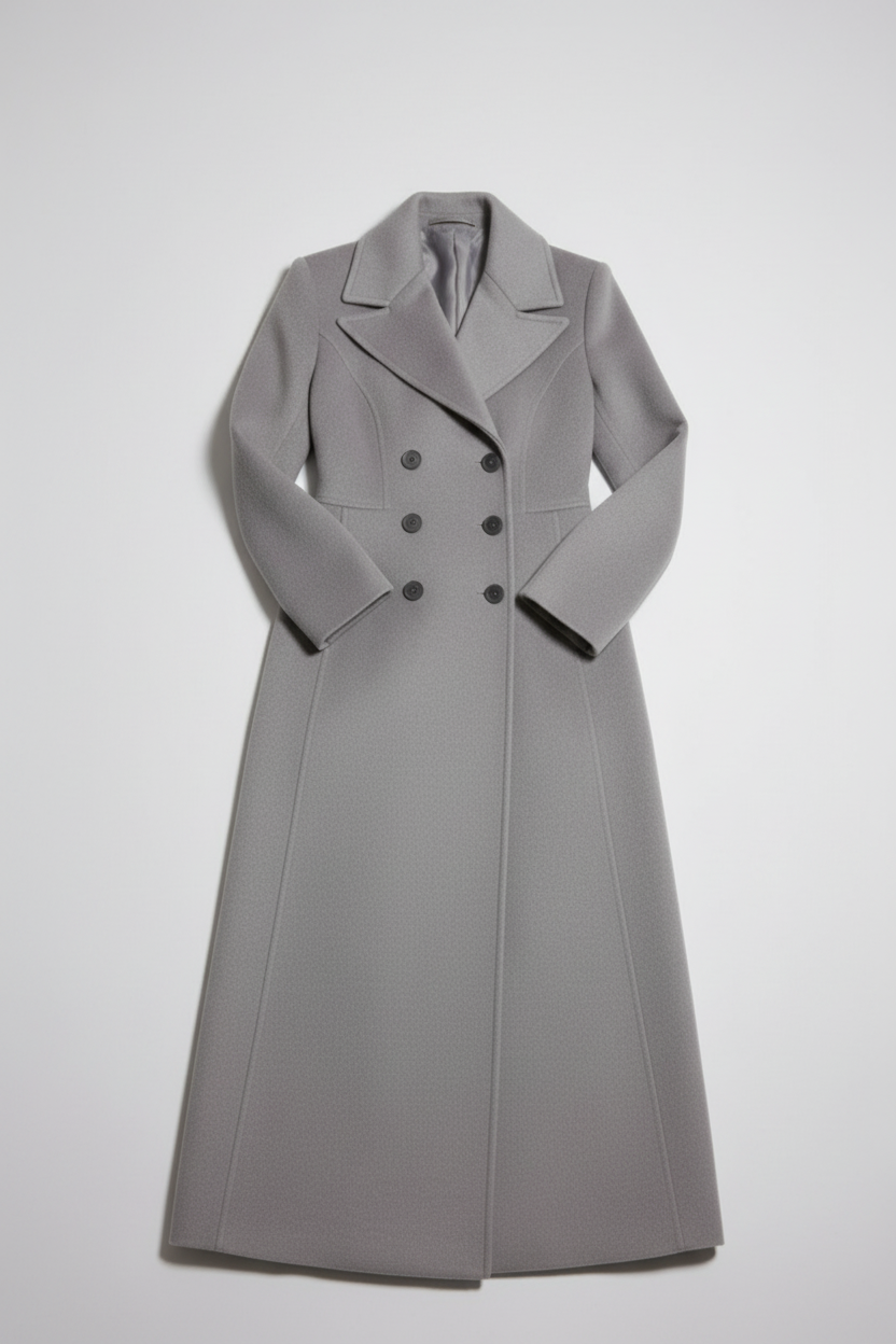 Sleek Grey Charcoal Tailored Maxi Coat